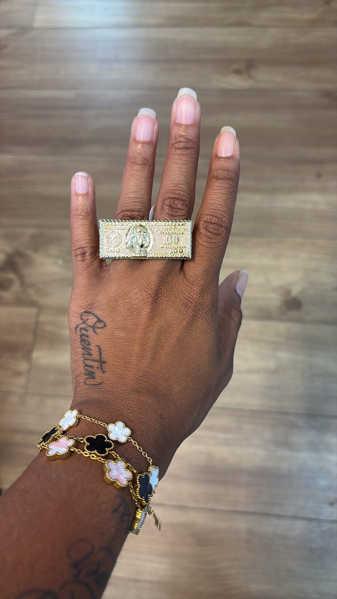 100 DOLLAR BILL DOUBLE RING