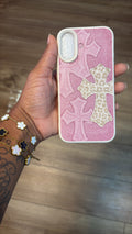 PINK CHROME-HEART PHONE CASE